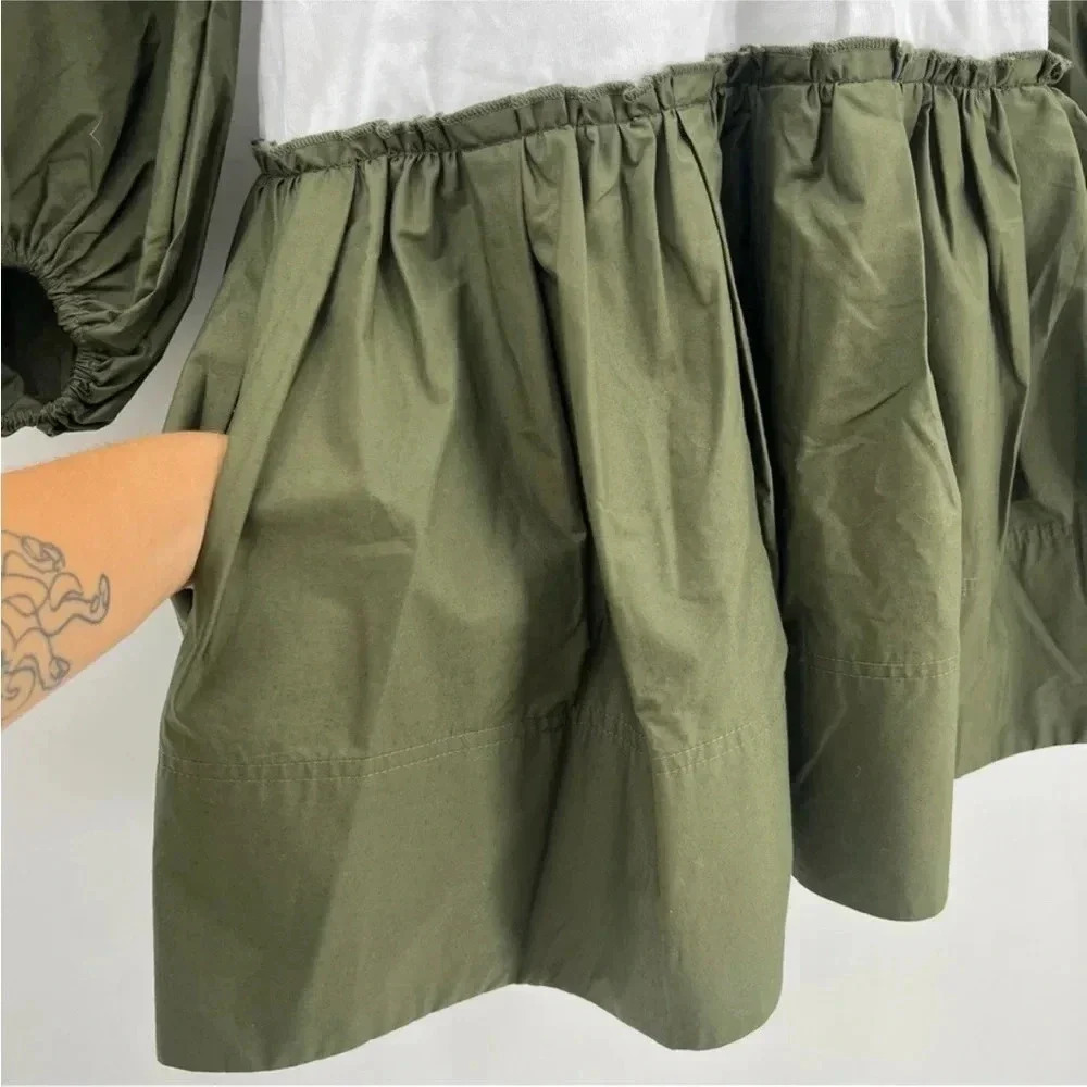 *Final Price* TANYA TAYLOR Kirstie Puff-Sleeve Olive Green X-Small NWT Oversized - Picture 7 of 7
